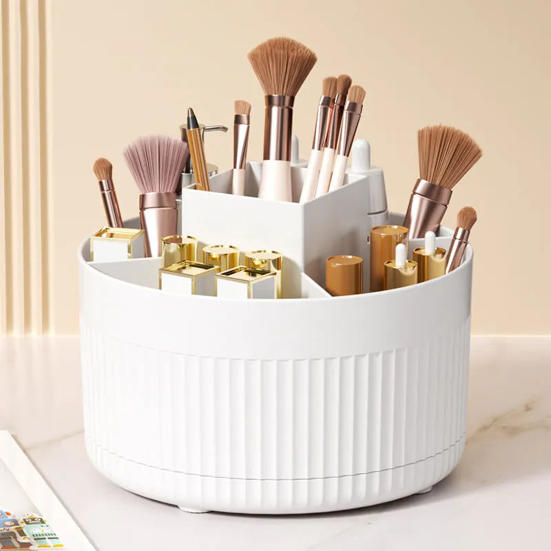 Desktop rotating cosmetic storage cylinder, plastic dressing table, light luxury lipstick box, pen holder, brush storage rack