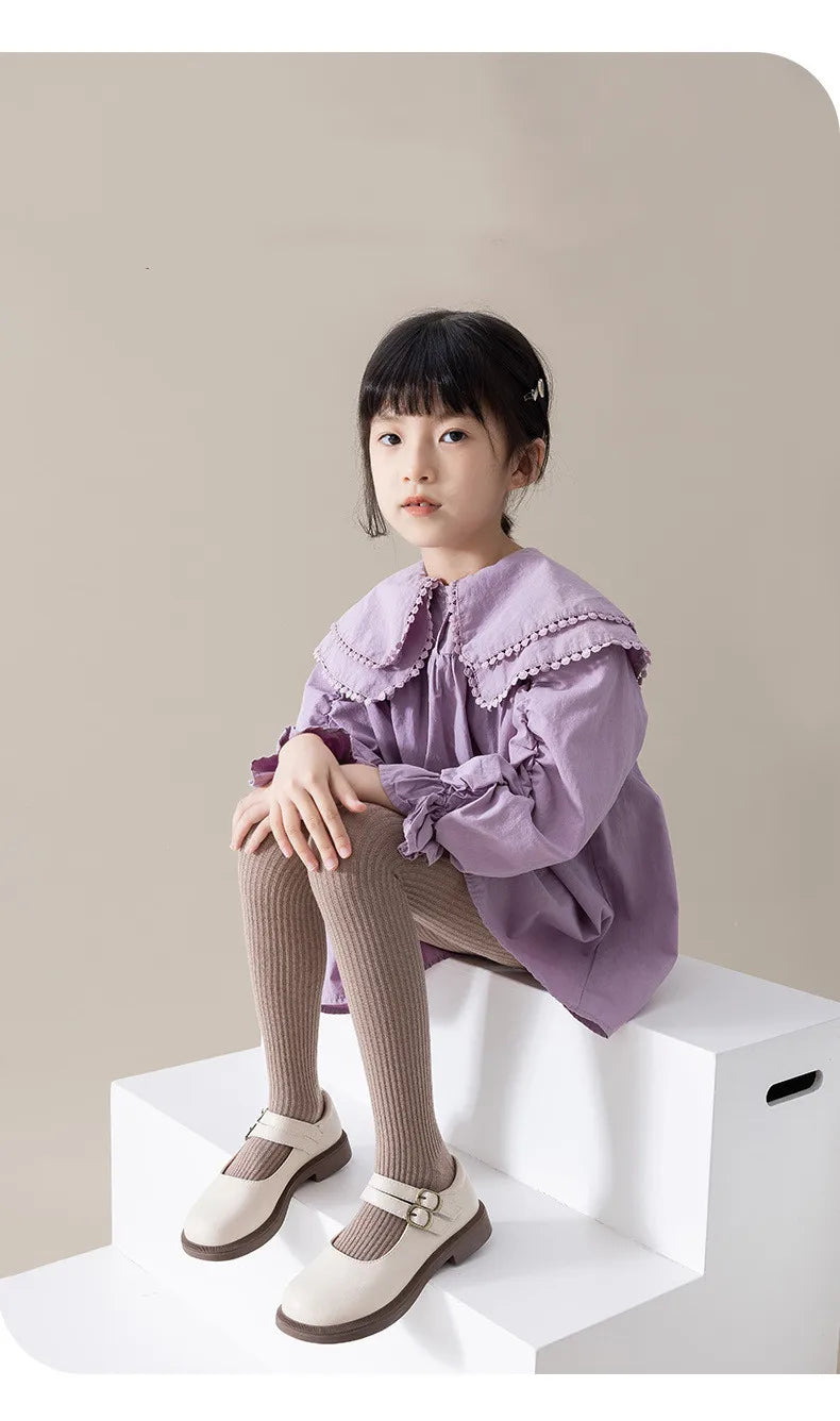 Children Fashion Tights Baby Girl Pantyhose Cotton Knitted Stocking Toddler Kids Solid Leggings Casual Pants For 0-12Y