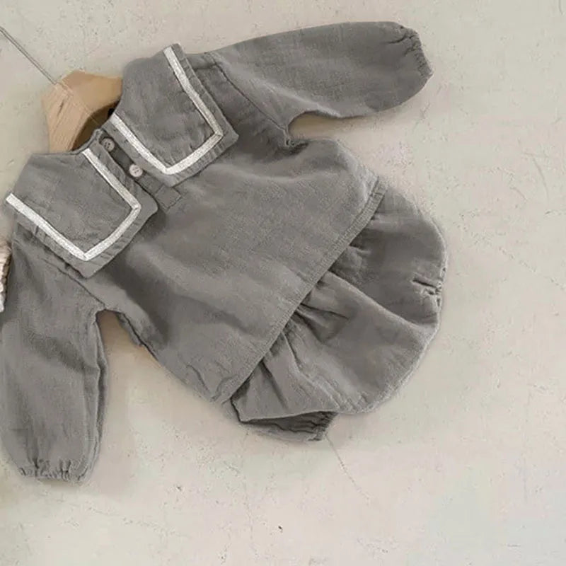 Infant Baby Boys Girls Clothes Suit Navy Collar Long Sleeve Cotton T-shirt +PP Shorts Spring Autumn Baby Boys Girls Clothes Set