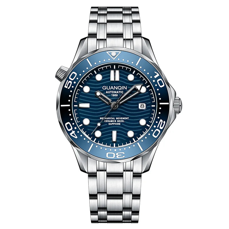GUANQIN Men's Mechanical Watches Diving Automatic Watch For Men Sapphire glass 100M Waterproof Stainless steel Wrist watch 2023
