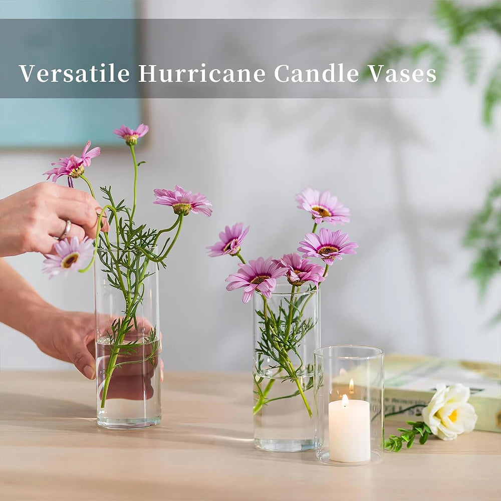 Clear Glass Cylinder Vase Glass Vases for Centerpieces, Modern Floating Candle Vases for Flowers, Hurricane Vase, Candle Holder