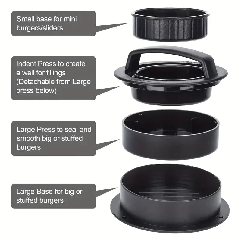 Burger Press Mold & Patty Maker -3 in 1 stuffed hamburger patty maker Perfect for Beef,Veggie,Chicken Patties-Kitchen Press Tool