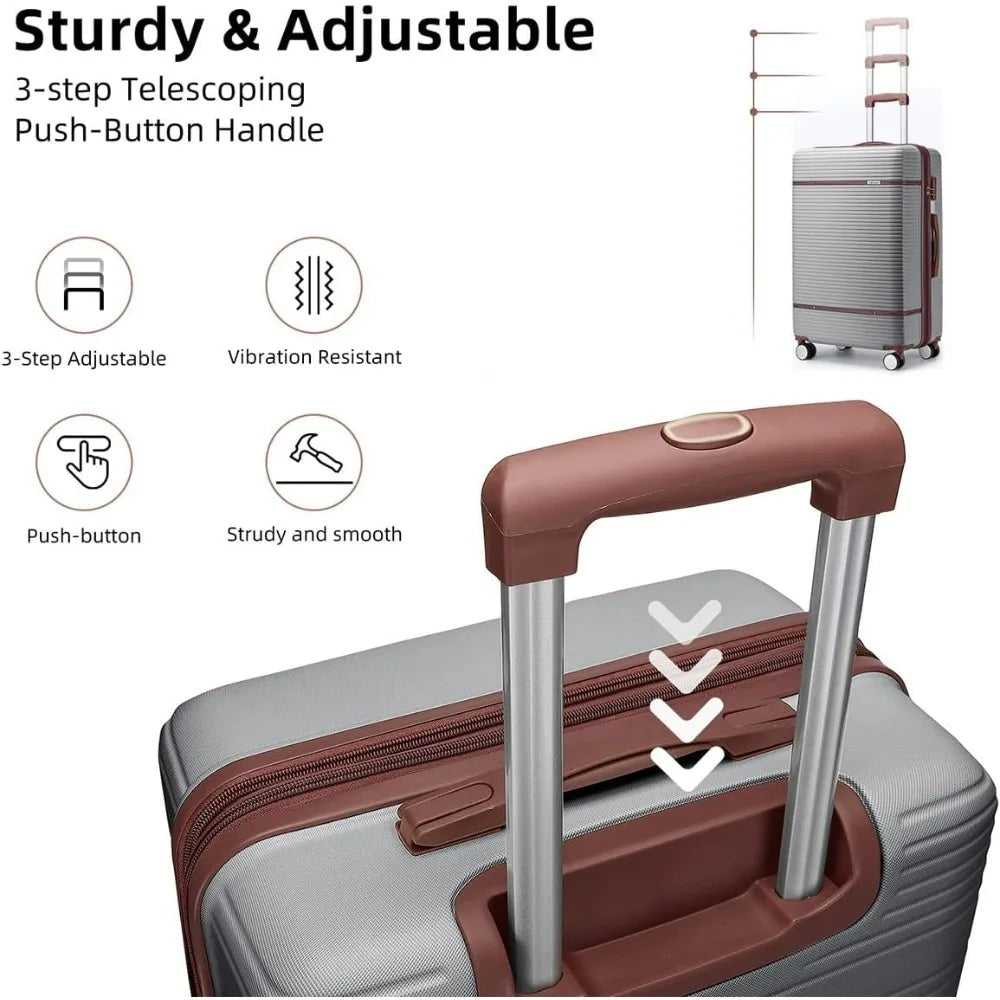 Luggage Sets 6 Piece with two Cosmetic Case, Expandable(Only 28 & 24") Hardside Luggage with 360° Spinner Wheels, Durable Luggag