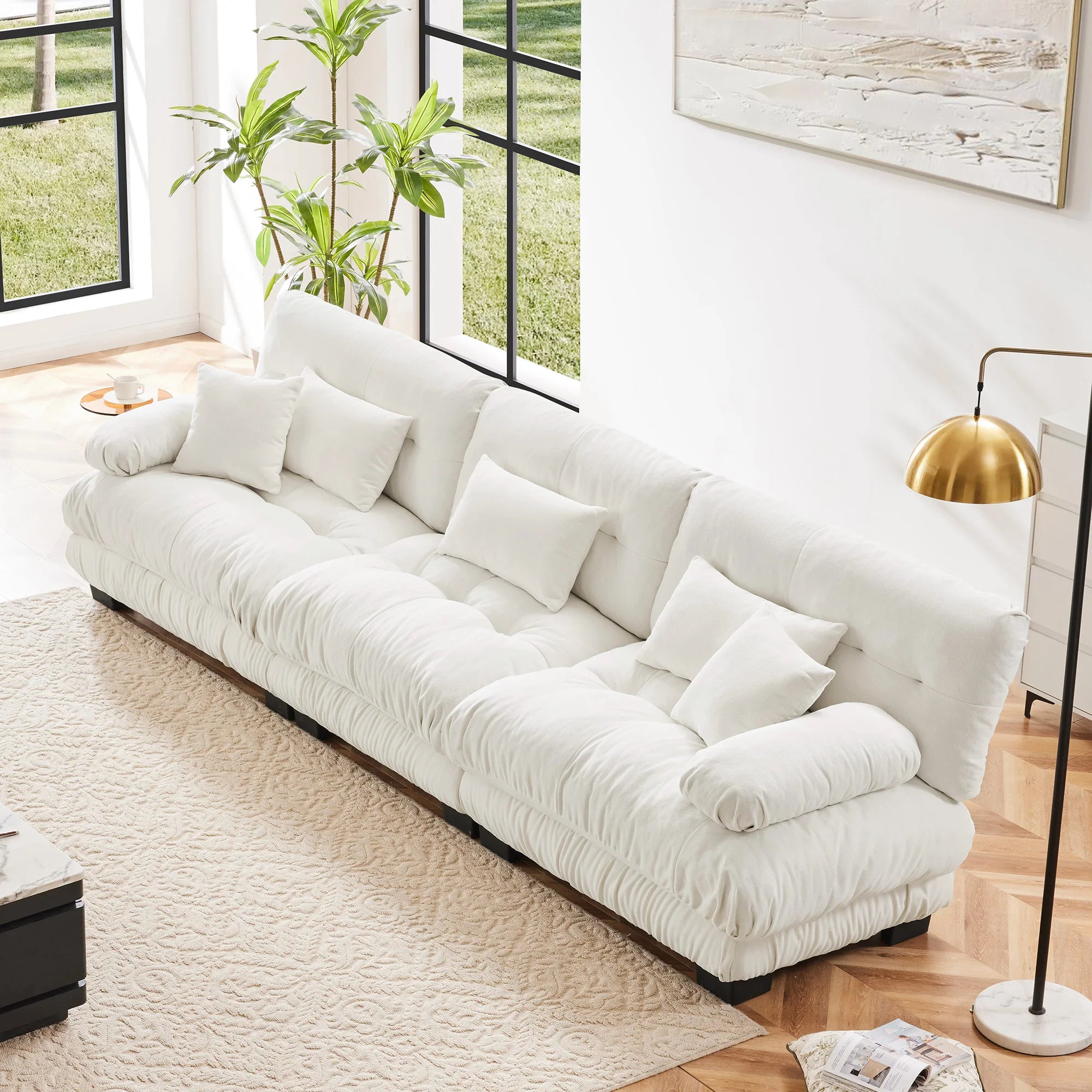 Premium 3 Seats Sectional Sofa Modular Deep Seat Sofa Couch Chenille Upholstered