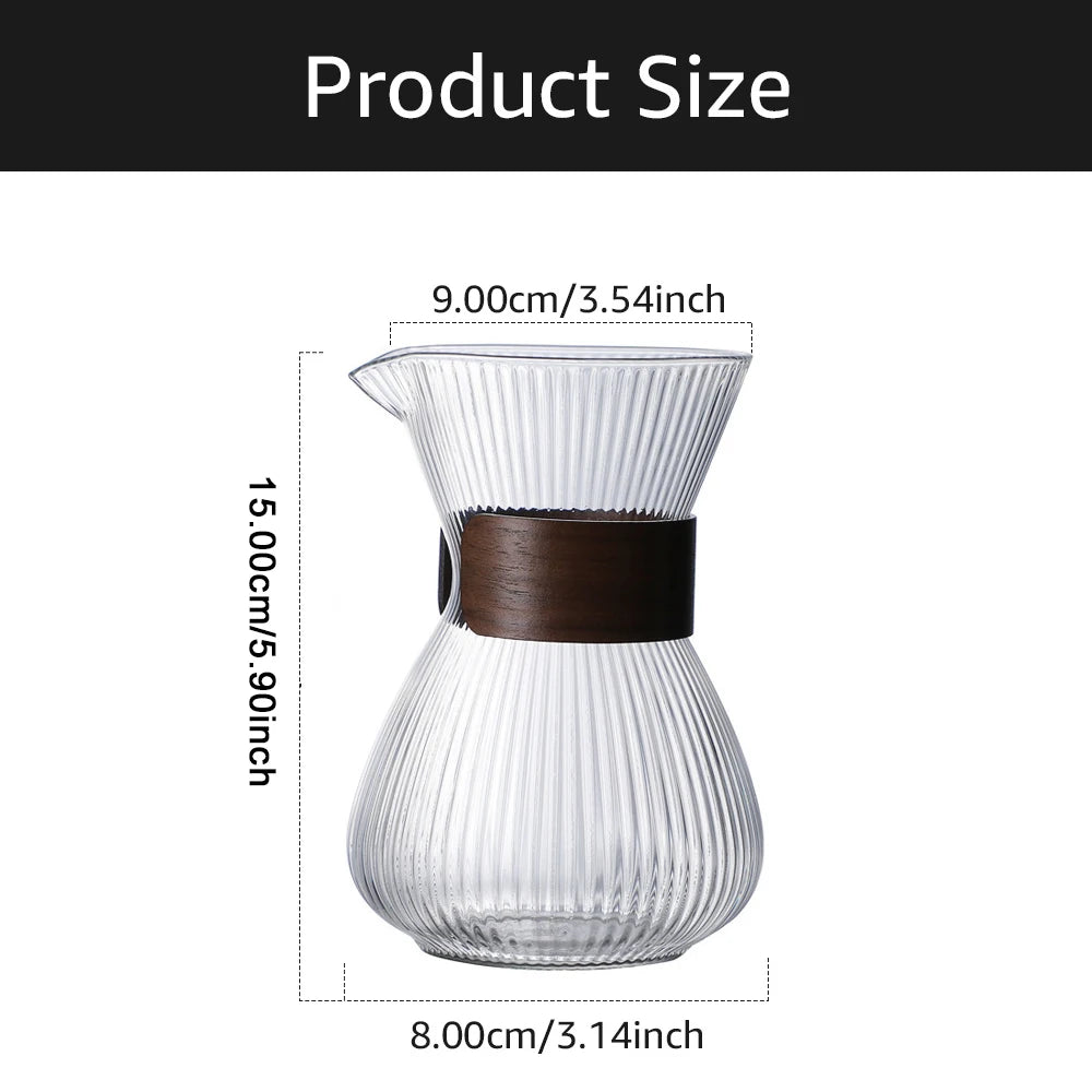 400ml Striped Glass Pot Pour-over Coffee Sharing Pot Simple Cold Drink Pot Coffee Utensils Tea Set Coffee Accessories