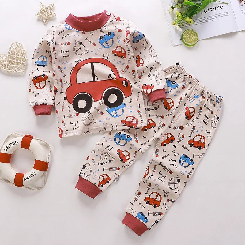 Baby Boys Clothes Sets cotton Bear Boys Girls Long Sleeve Top +Pants 2pcs Kids Clothes pajamas Suit