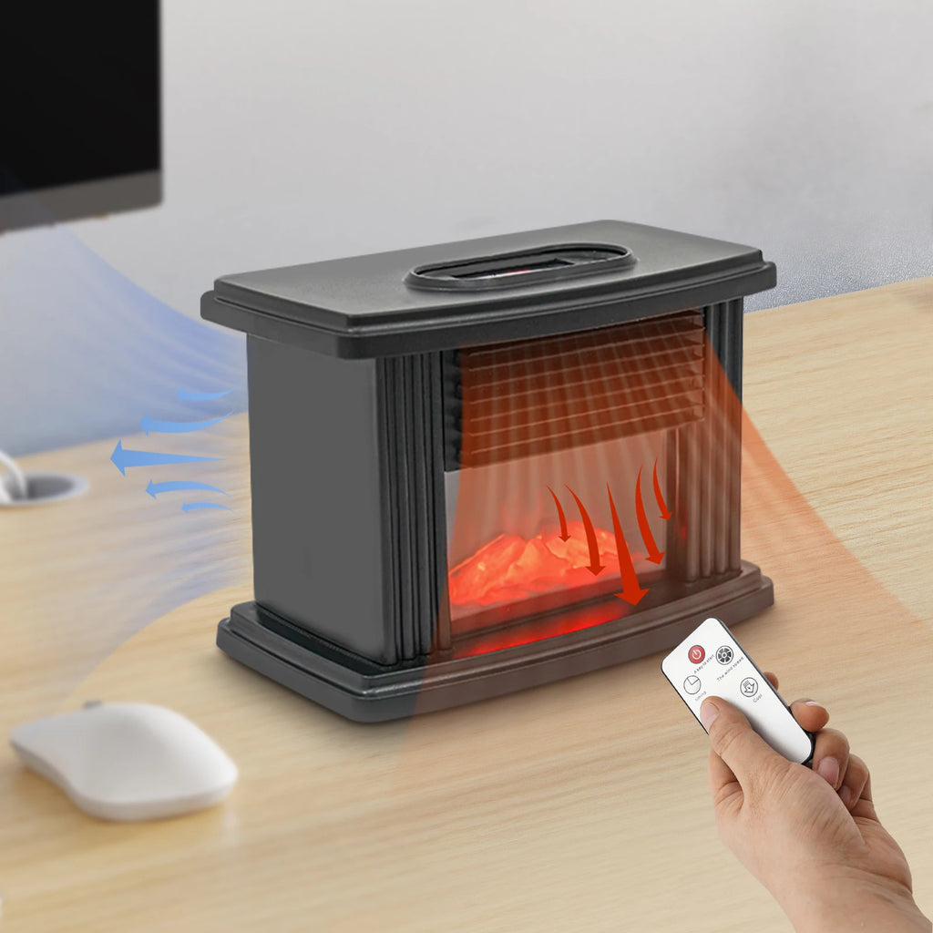 Electric Fireplace Heater 1000W 107.63FT² Applicable Area 3D Simulated Flame 3 Gears Speed 1-8H Timer 15-32°C Adjustment