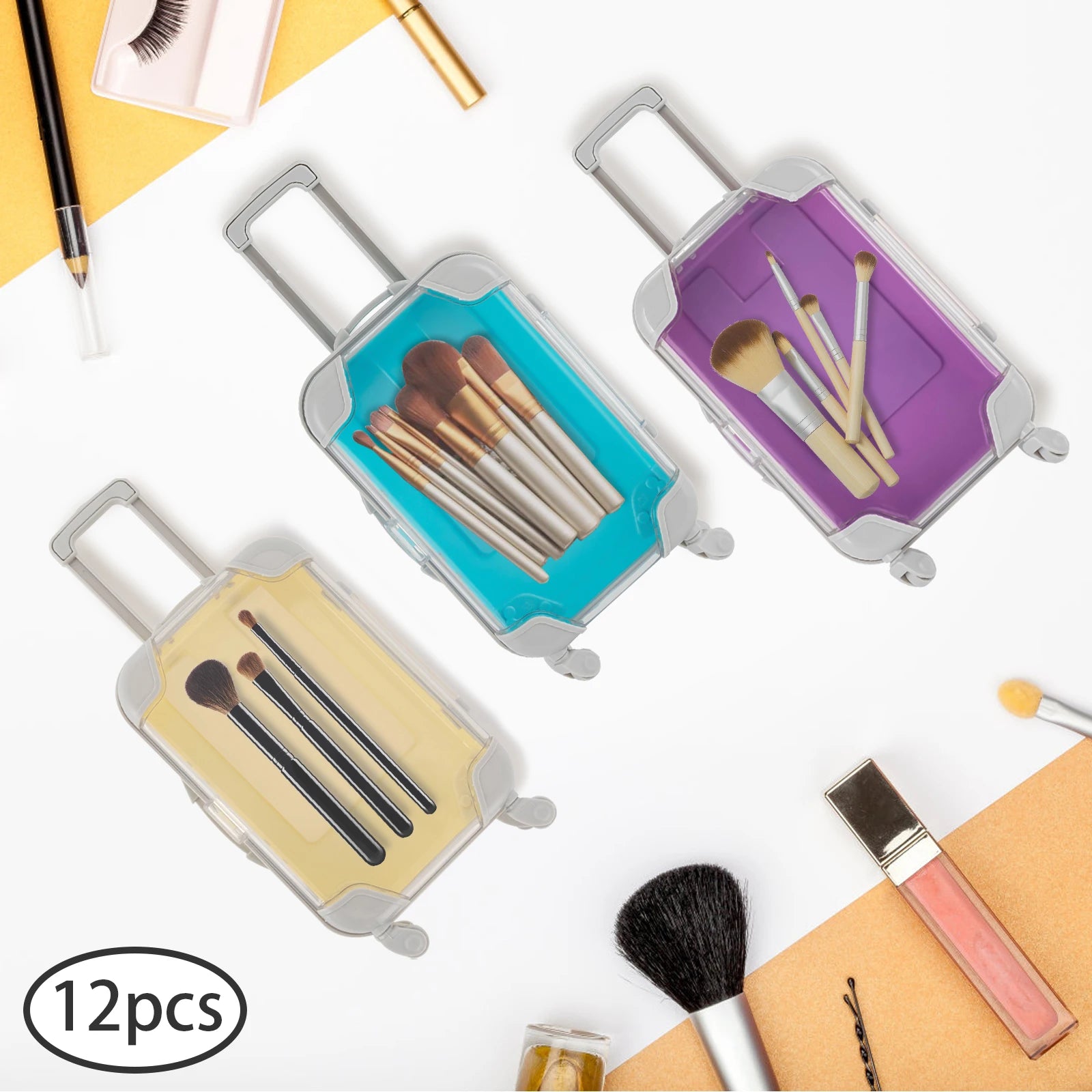12pcs ABS Mini Suitcase Simulation Trolley Case Mini Luggage Mixed color