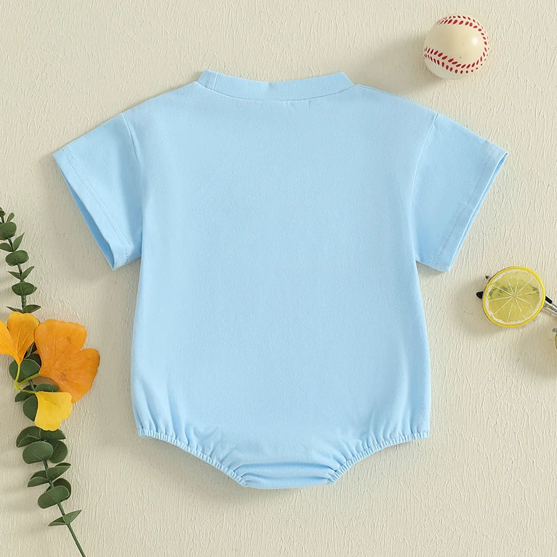 Newborn Boys Baseball Romper Shirts Infant Baby Summer Clothes Short Sleeve Bodysuit Tops