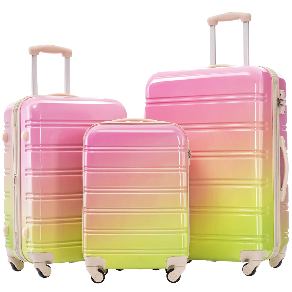 Hardshell Luggage Sets 3 Piece Gradient Color Expandable Suitcase with Spinner Wheels and TSA Lock Lightweight 20" 24" 28"