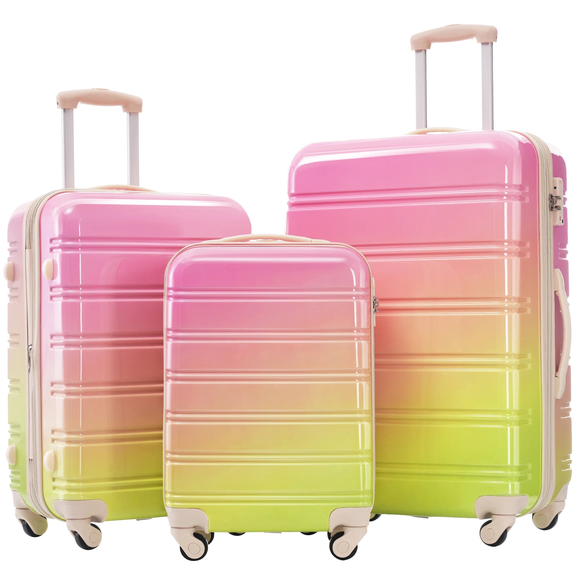 Hardshell Luggage Sets 3 Piece Gradient Color Expandable Suitcase with Spinner Wheels and TSA Lock Lightweight 20" 24" 28"