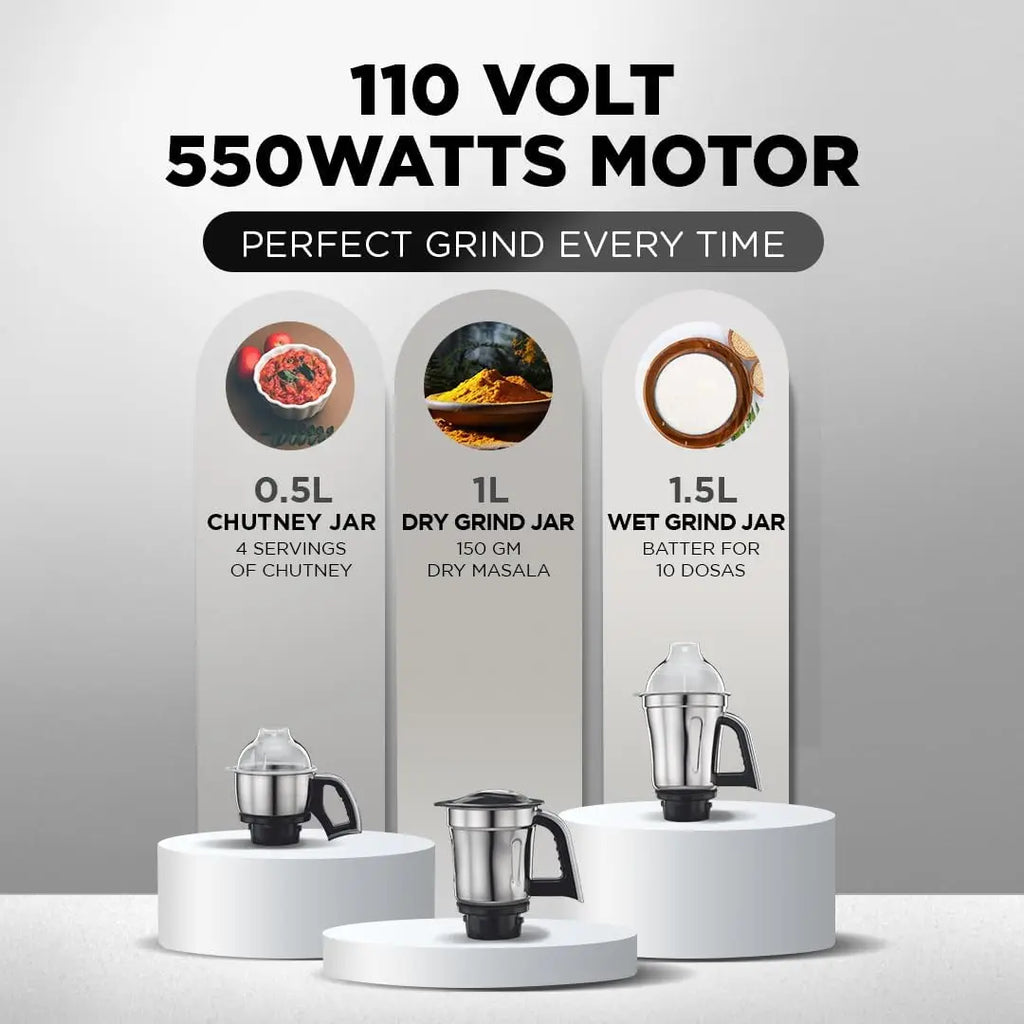 Mixer Grinder, 13 x 8.6 x 12.5 inches, Black, Silver