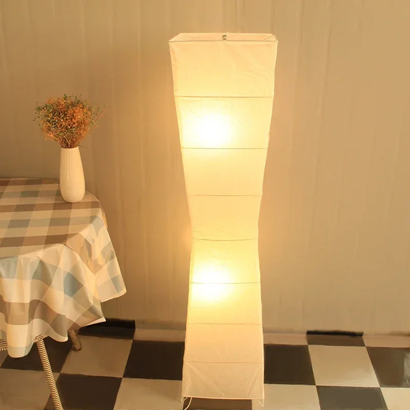 Japanese-style Paper Lampshade Floor Lamp Nordic Minimalist Paper Standing Lamp Bedside Bedroom Study Living Room Lampara Led