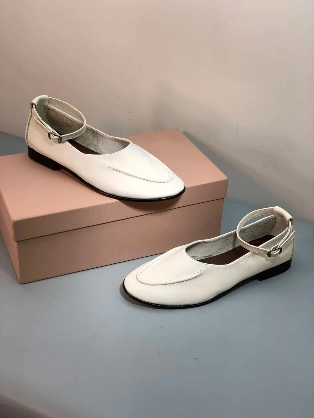 Women's Shoes Ankle-Strap Flats Leather