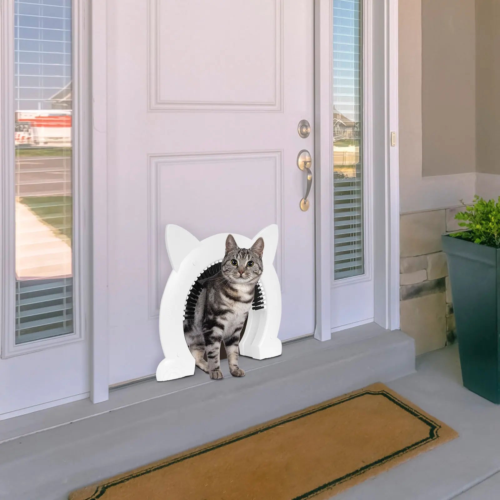 Large Cat Door Interior Door, Pet Doors For Cats, Kitties And Small Dogs For Mounting On Thick Doors And Walls (White)