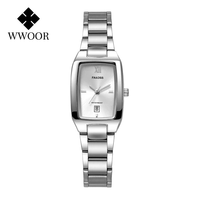 WWOOR Luxury Woman's Watch Elegant Waterproof Stainless Steel Watch for Ladies Dress Square Quartz Women's Watches Reloj mujer