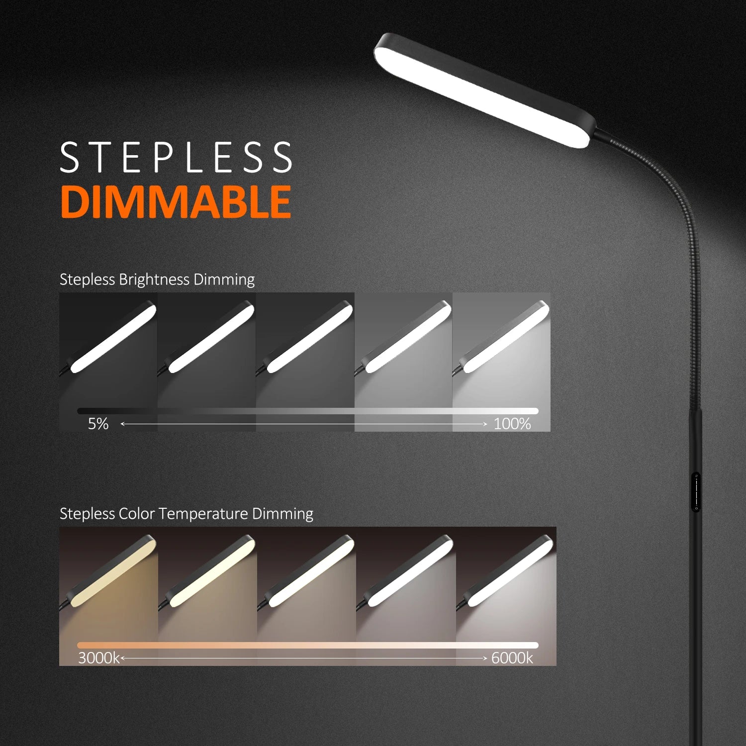 68.7" LED Standing Task/Reading Floor Lamp with Remote Control for Living Room and Bedroom