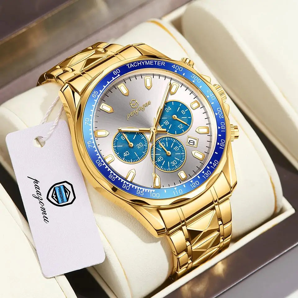 2025 Men Watch Top Brand Luxury Sports Quartz Mens Watches Full Steel Waterproof Chronograph Wristwatch Men Relogio Masculino
