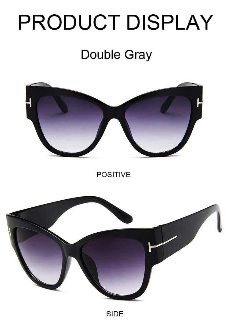 Women Sunglasses  New Fashion Brand Designer Cat Eye Female Gradient Points Sun Glasses Big UV400