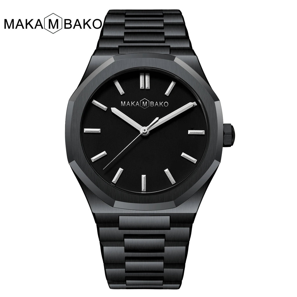 Black Mens Watch With Original Japanese MIYOTA 2035 Quartz Movement 40mm Business Style Stainless Steel 3Bar Watch for Men reloj