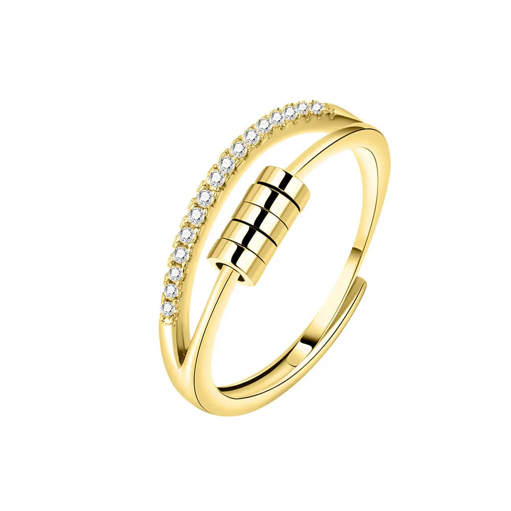 Adjustable Anxiety Ring Custom Name Ring 925 Silver  Relieve Fidget Spinner Beads Meditation Ring For Women Customized Jewelry