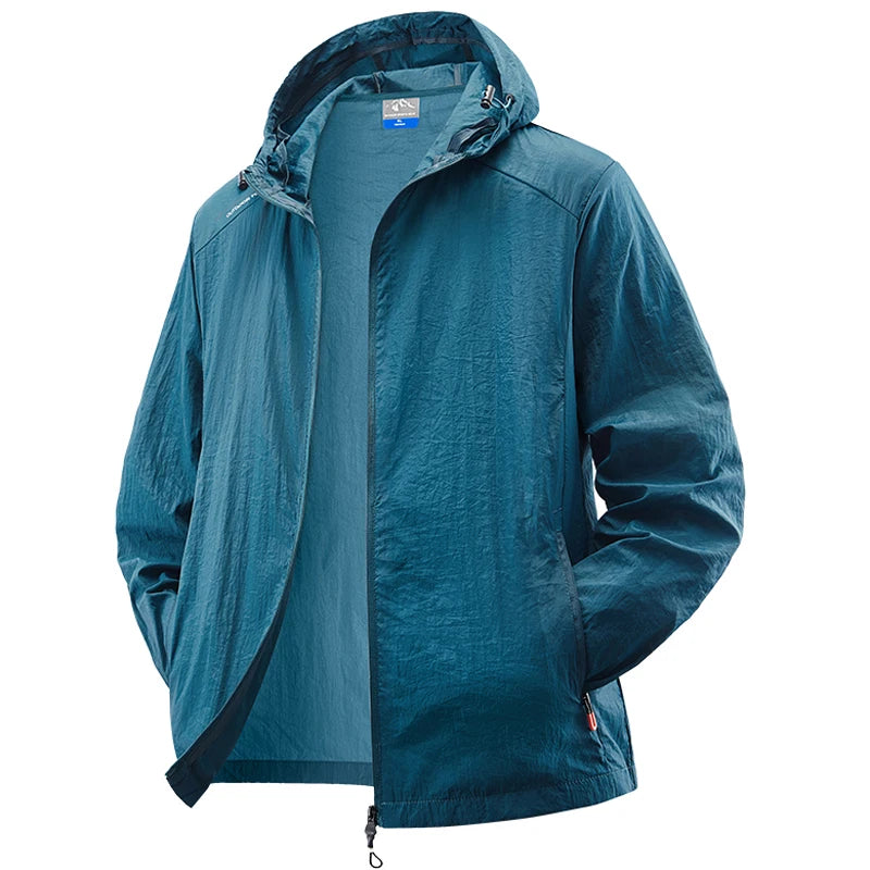 Summer Waterproof Hiking Jackets Men Fishing Cycling Hooded Gym Sports Running Coat Outdoor Sun-Protective Thin Jacket Clothing