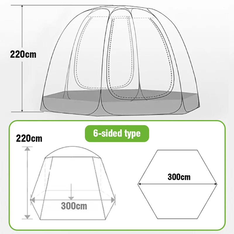 Outdoor Dome Starry Sky Tent, 4-8 Person Transparent Folding, Wind/Rainproof, Quick Setup, 6/8 Sided Camping Tent for Stargazing