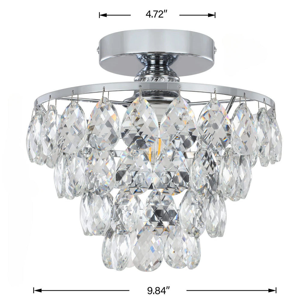 Modern Crystal Ceiling Lamp Hallway Cloakroom Small Chandelier French Style Semi Flush Mount Ceiling Light Gold /Black Luminaire