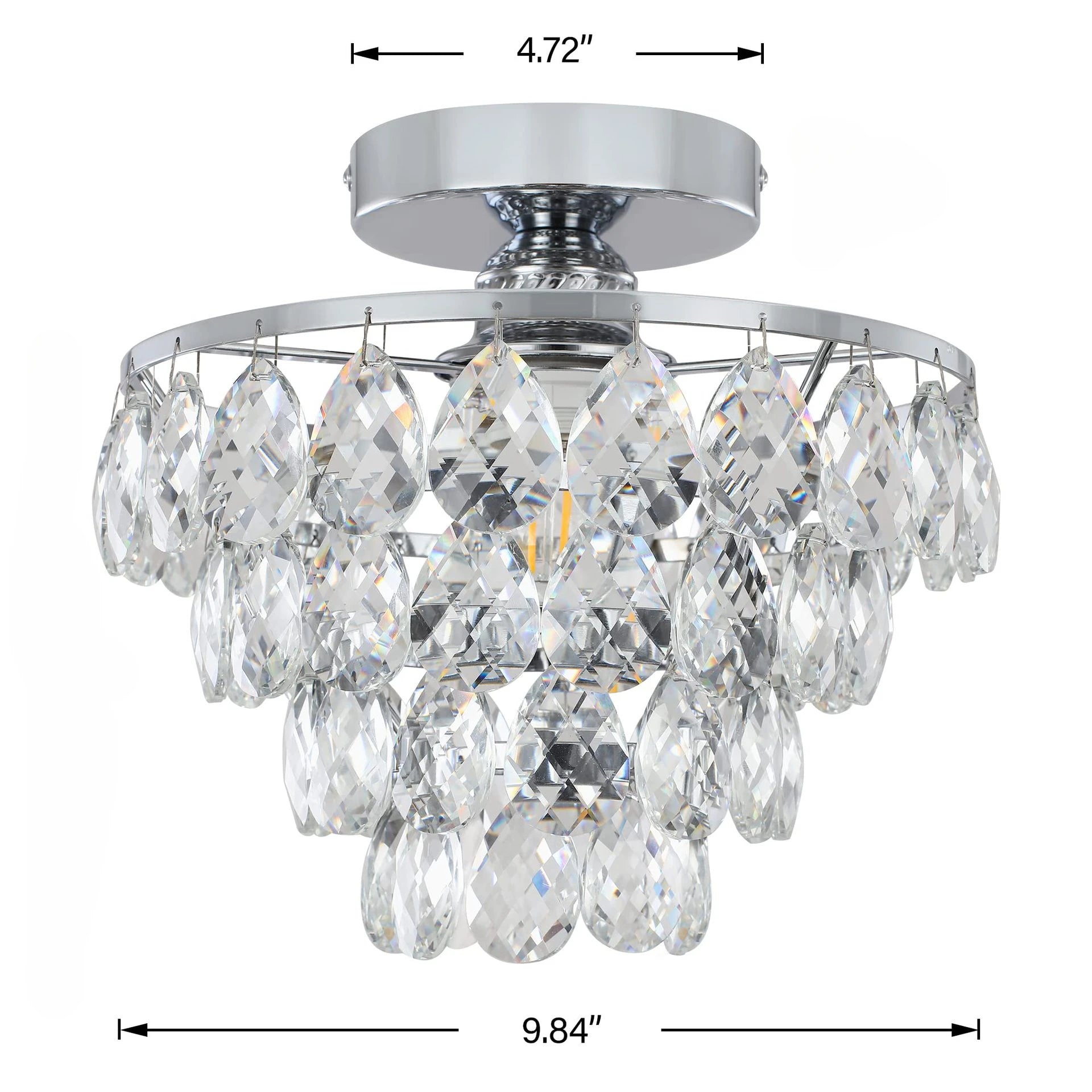 Modern Crystal Ceiling Lamp Hallway Cloakroom Small Chandelier French Style Semi Flush Mount Ceiling Light Gold /Black Luminaire