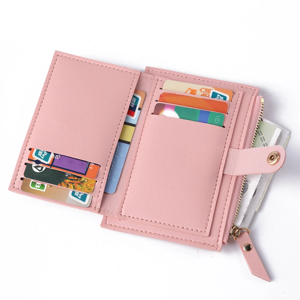 Women PU Credit Card Holder Zipper Cash ID Card Pure Color Mini Business Card Case Name Card Holder Holiday Gift