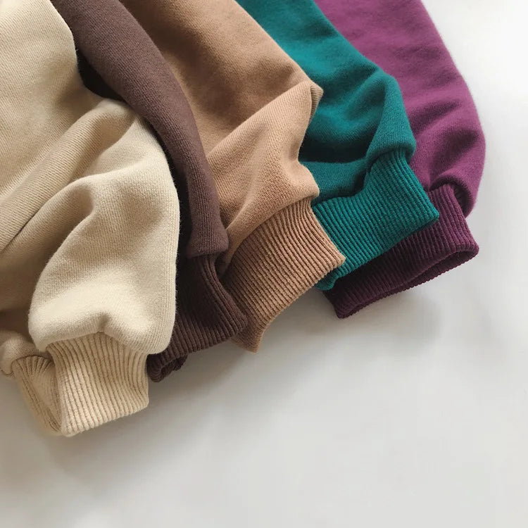 Autumn New Children Casual Sweatshirt For Boys Girls Long Sleeve Sweatshirt Solid Baby Loose Pullover Cotton Kids Clothes