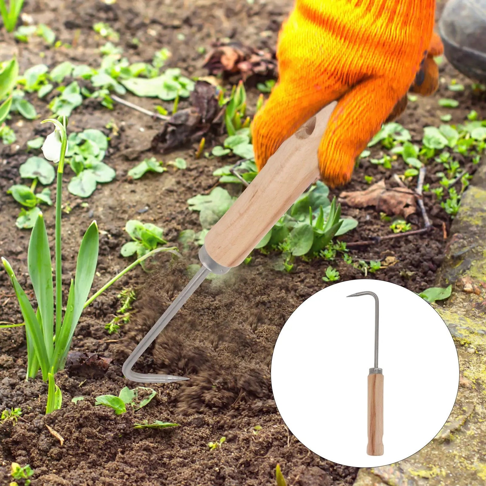 Gardening Tools Root Collector Hand Weeder Manual Grass Remover Khaki Weeding Outdoor Tree Single-claw Hook Metal Garden Durable