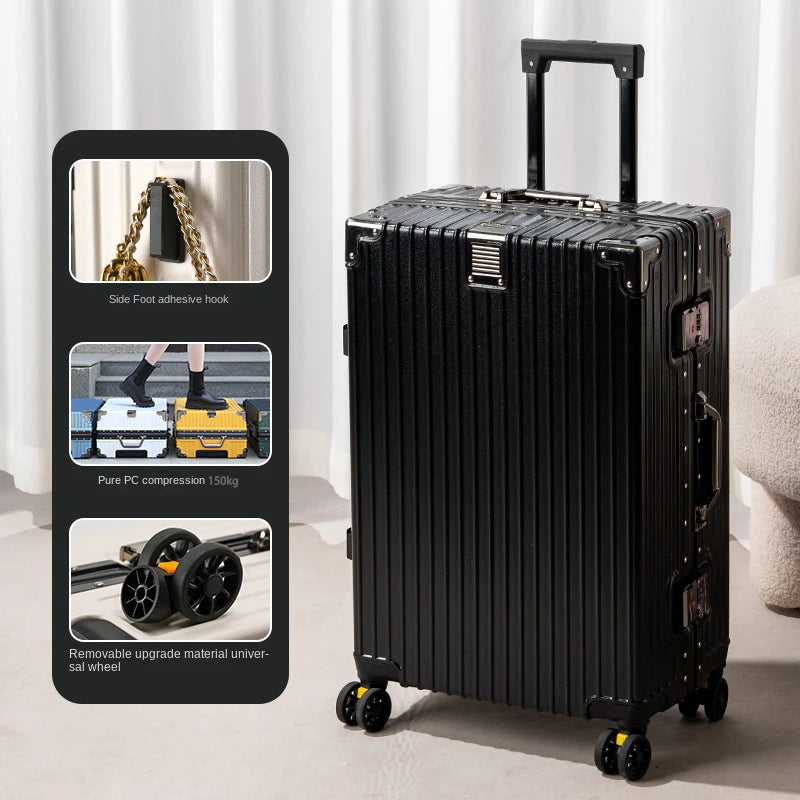 Suitcase Aluminum Frame 20 inch Carrier Trolley Case Removable Universal Wheels 22-30 inch Large Capacity Travel Suitcases
