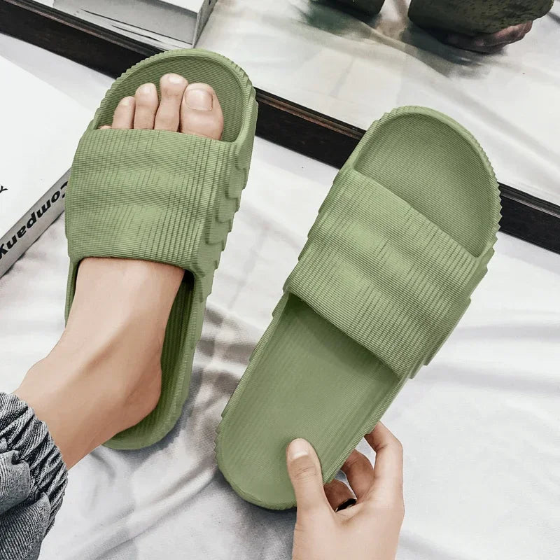 Soft Home Slippers Couple Summer Indoor Skid Proof Bathroom Slippers Sandals Hotel Solid Color Men Women Flip Flops Flat Shoes