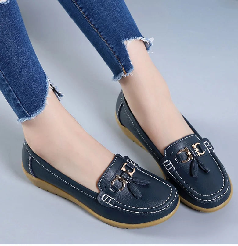 Woman Shoes Low Heels Casual Shoes Women's Loafers Slip On Flat Shoes Mocassins Femmes Comfortable Footwear Women Flats White