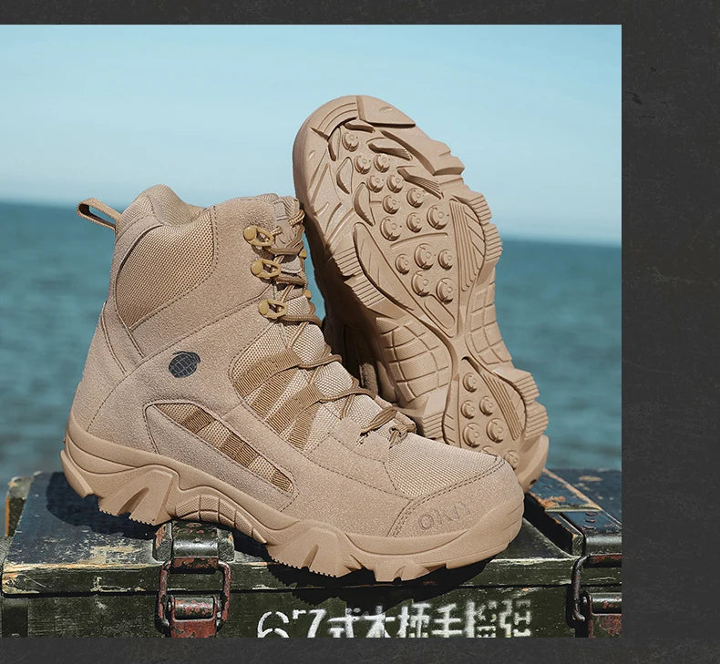 Hiking Men Shoes Mid-top Outdoor Comfortable Anti-slip Combat  Boots Men Shoes Thick-soled Sporty Keep Warm Casual Men Shoes