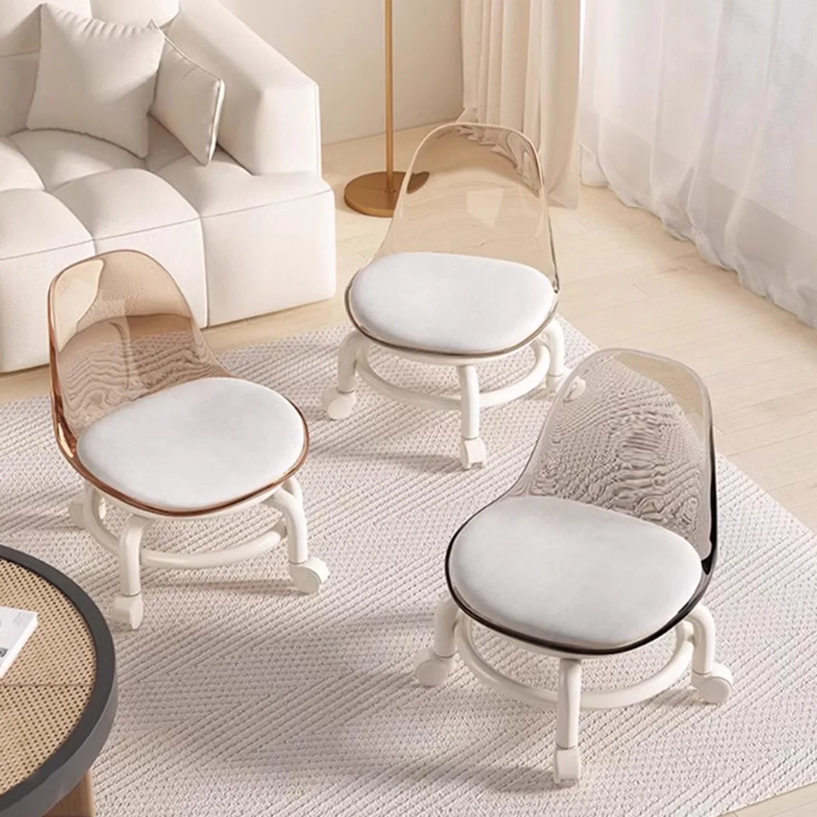 Universal wheel small stool household pulley low stool backrest strong and durable portable outdoor mobile small bench