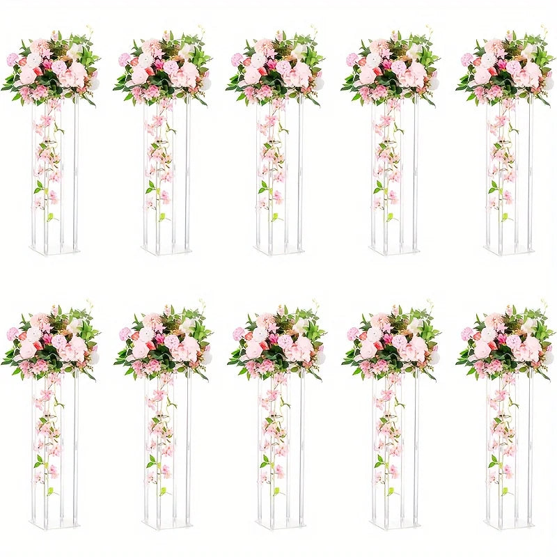 Acrylic transparent cylindrical flower stand vase, 31.5-inch high vase used as centerpiece for wedding tables, birthday parties,