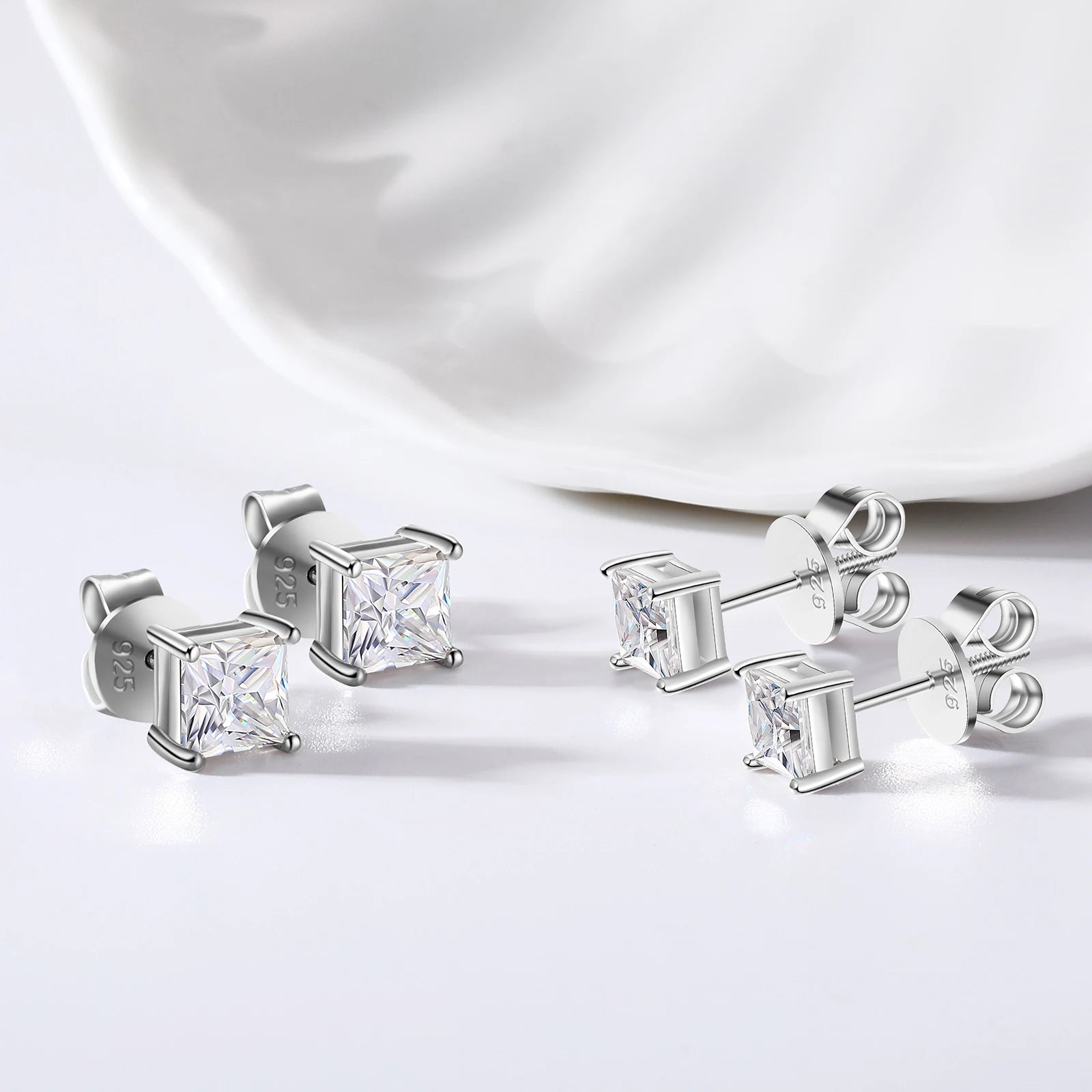 Princess Cut 1-2.4 Ct Moissanite Earrings for Women Men 925 Sterling Silver Sparkling Diamond Ear Studs Fine Party Jewelry Gifts