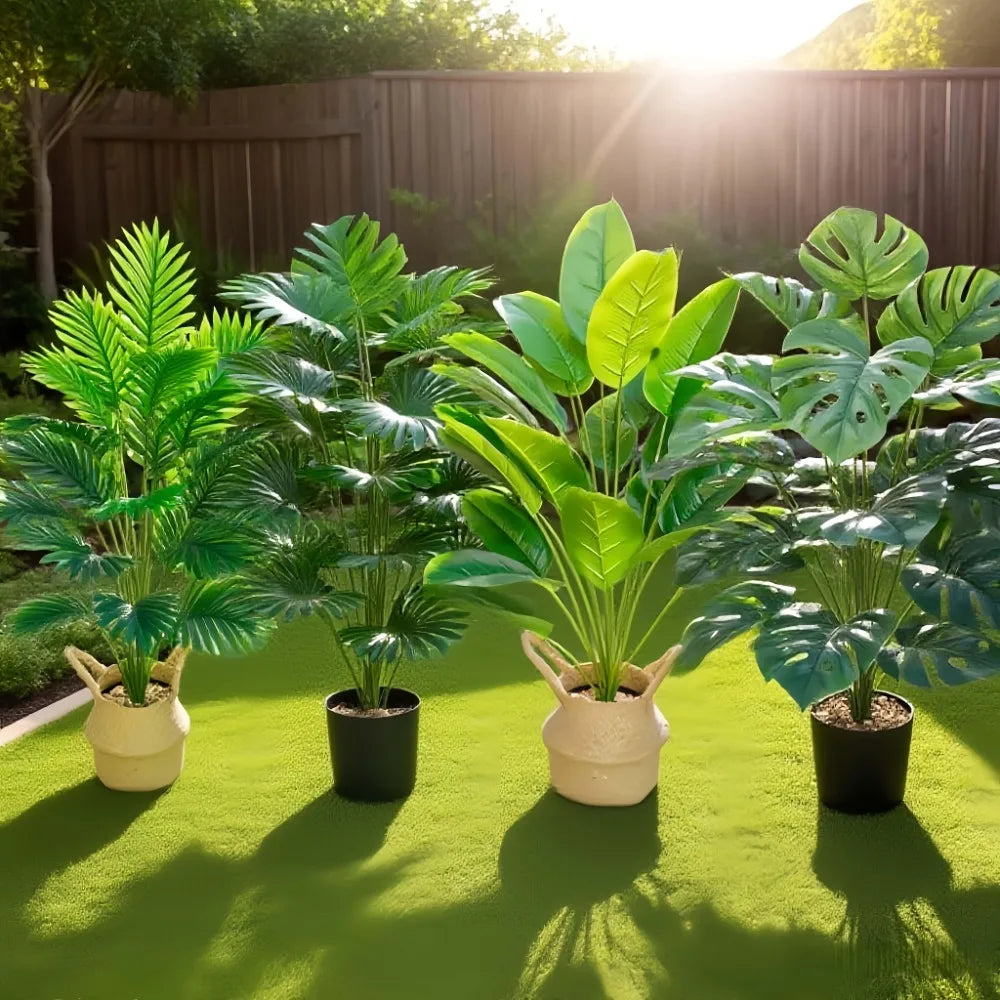 4pcs 48Leaves Areca Palm Simulation Green Plants Realistic Artificial Trees Suitable for Bedroom Living Room Outdoor Decoration