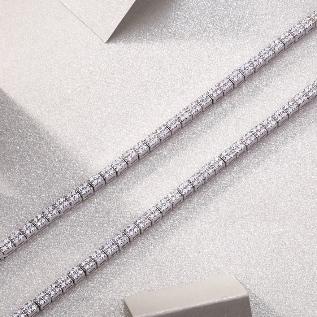 JIUZUAN Moissanite Tennis Necklace 925 Sterling Silver 18K Gold Plated Classic Style for Women Gift with GRA Certificate