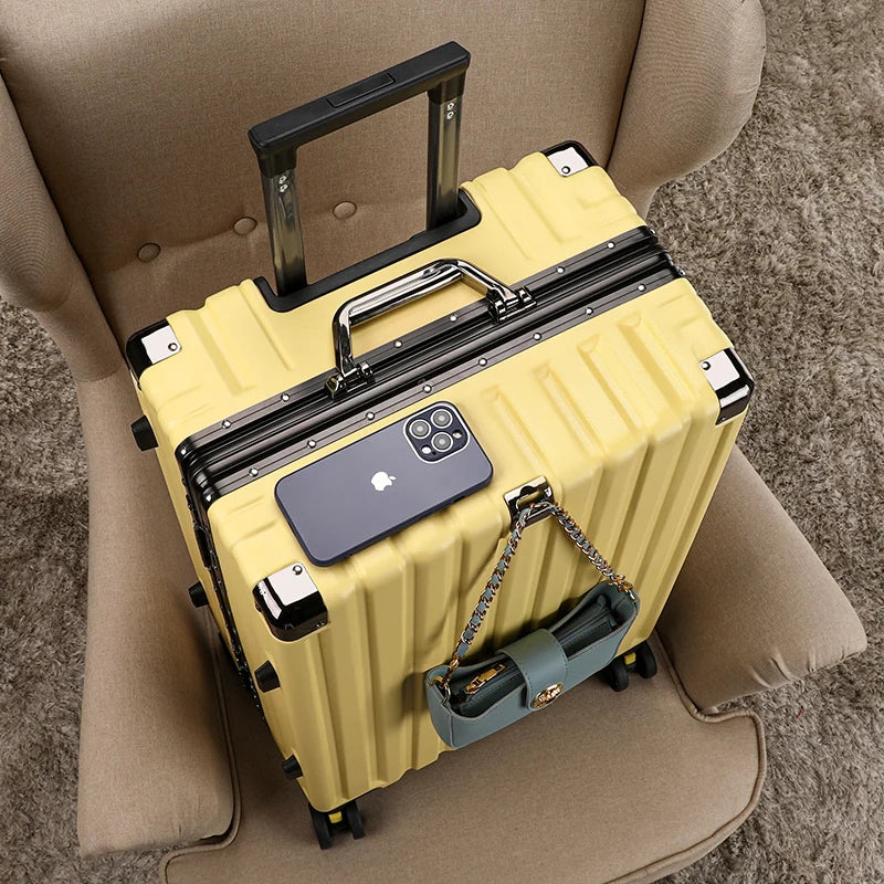 New High-value rolling luggage men women fashion hard trolley suitcase carry ons large-capacity silent travel boarding case