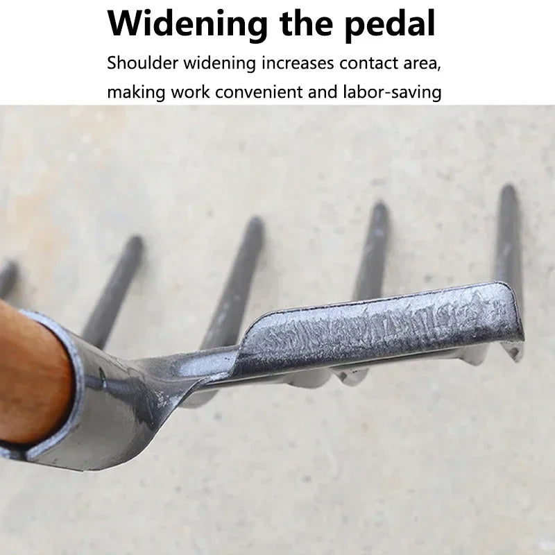 1Pcs 4/5 Teeth Soil Digging Fork Manganese Steel Garden Spading Fork For Digging Manure Planting Vegetables Agricultural Tool