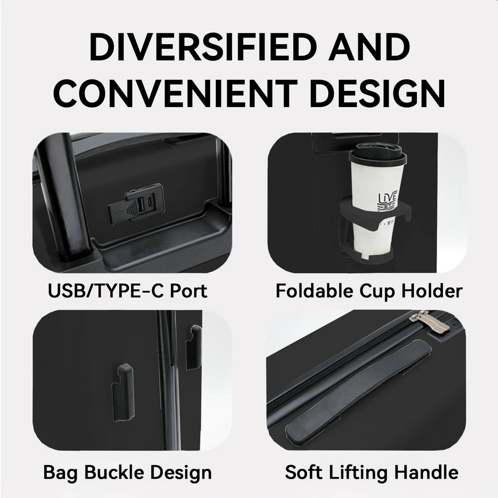 20 Inch Cabin Suitcase Front Opening Spinner Wheel Travel Rolling Luggage For Men Women Trolley Case With TSA Lock USB Charging