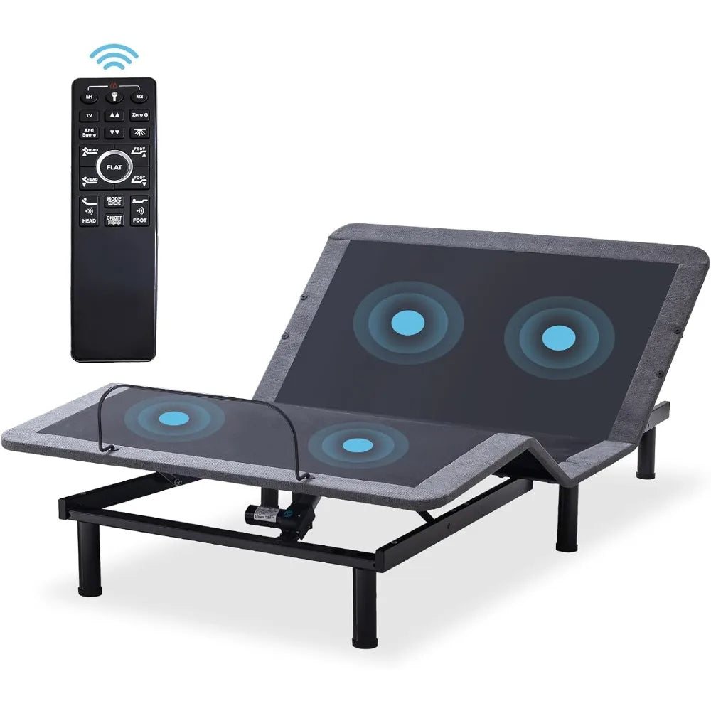 Adjustable Bed Frame Base Queen with Massage,Wireless Remote Control,Ergonomic Motorized Head and Foot Incline,Zero Gravity,Ant