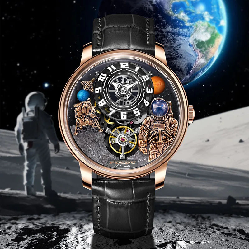 PINDU Design Men Wristwatches Top Brand Luxury Robot Astronaut Space Series Watch Men Sapphire Luminous Waterproof Watches