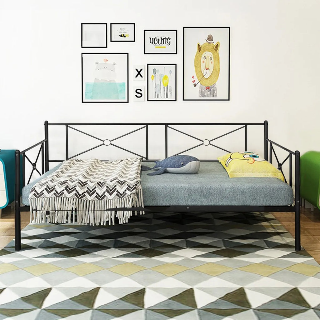 Metal Daybed Frame Twin Size Multifunctional Platform Bed Home Steel Slats