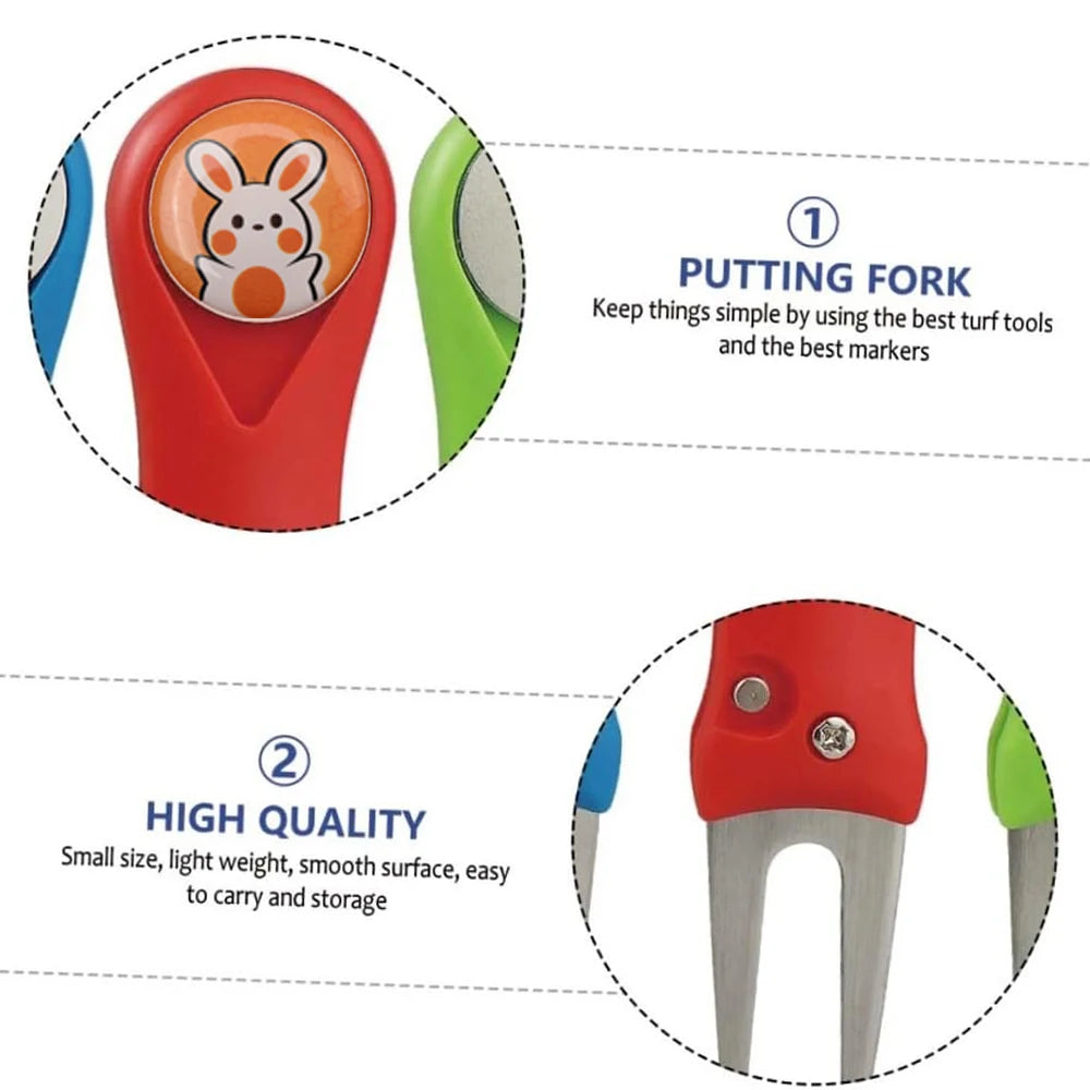 4-Color Golf Green Fork Set Lawn Repair and Turf Maintenance Tools for Golf Course Cleaning and Care Accessories