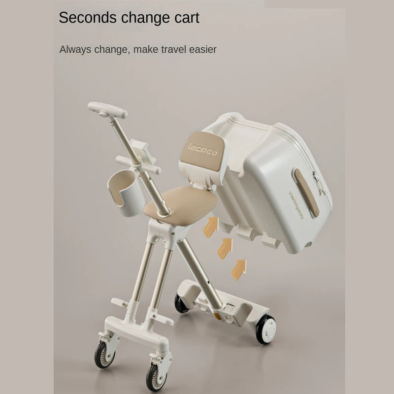 2-in-1 Detachable Trolley Pushchair Travel Suitcase 2025 New suitcase for children can Sit 20 inch carrier Ride on Luggage