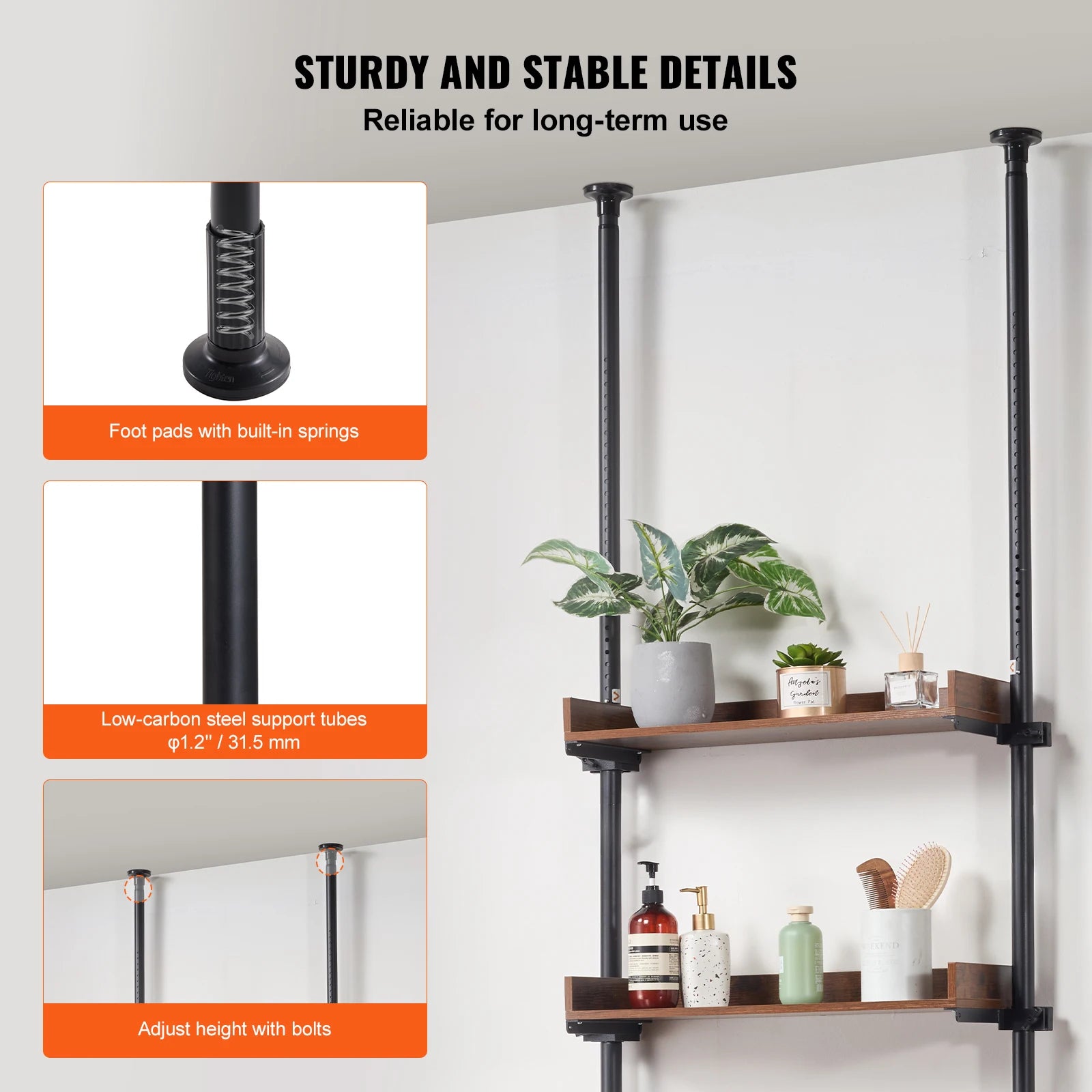 SucceBuy Over the Toilet Storage  4-Tier Adjustable Low-carbon Steel 53"-132"  Easy Assembly  for Small Rooms  Fit Most Toilets